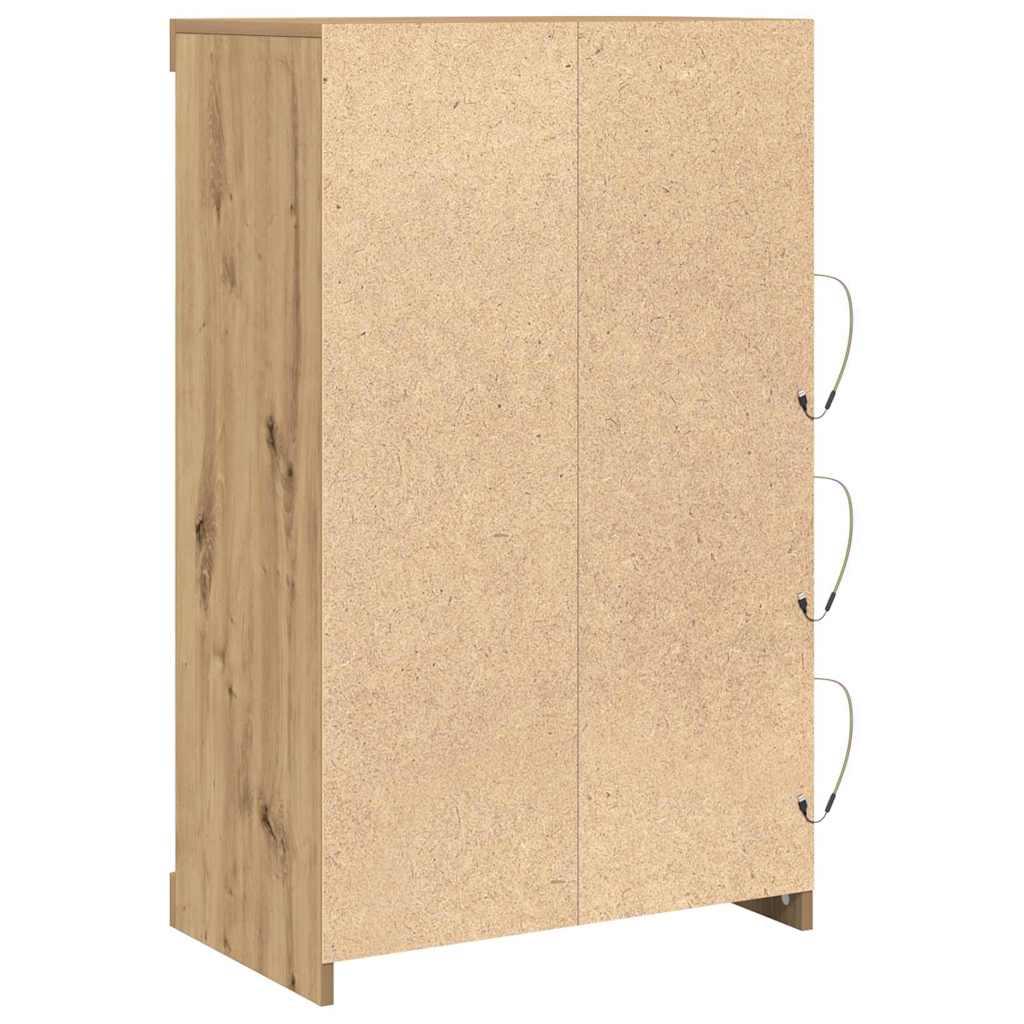 vidaXL Πλευρικό Τραπέζι LED Artisan Oak 60,5 x 37 x 100 εκ