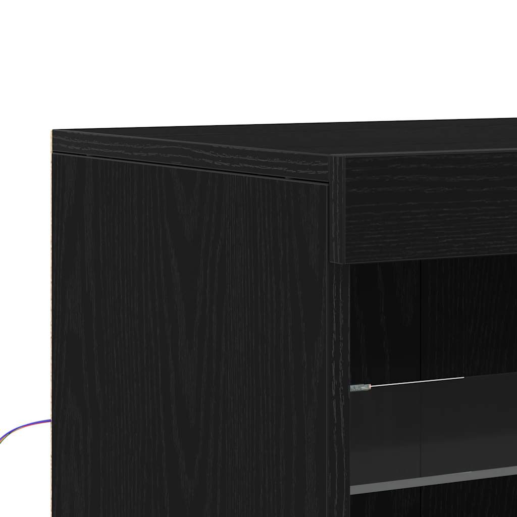 vidaXL Πλευρικό Τραπέζι LED Μαύρη Δρυς 81 x 37 x 100 εκ.