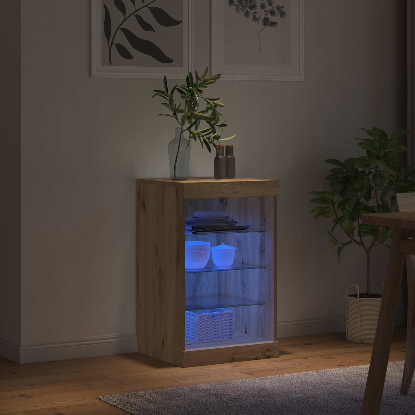 vidaXL Πλευρικό Τραπέζι LED Artisan Oak 41 x 37 x 67 εκ