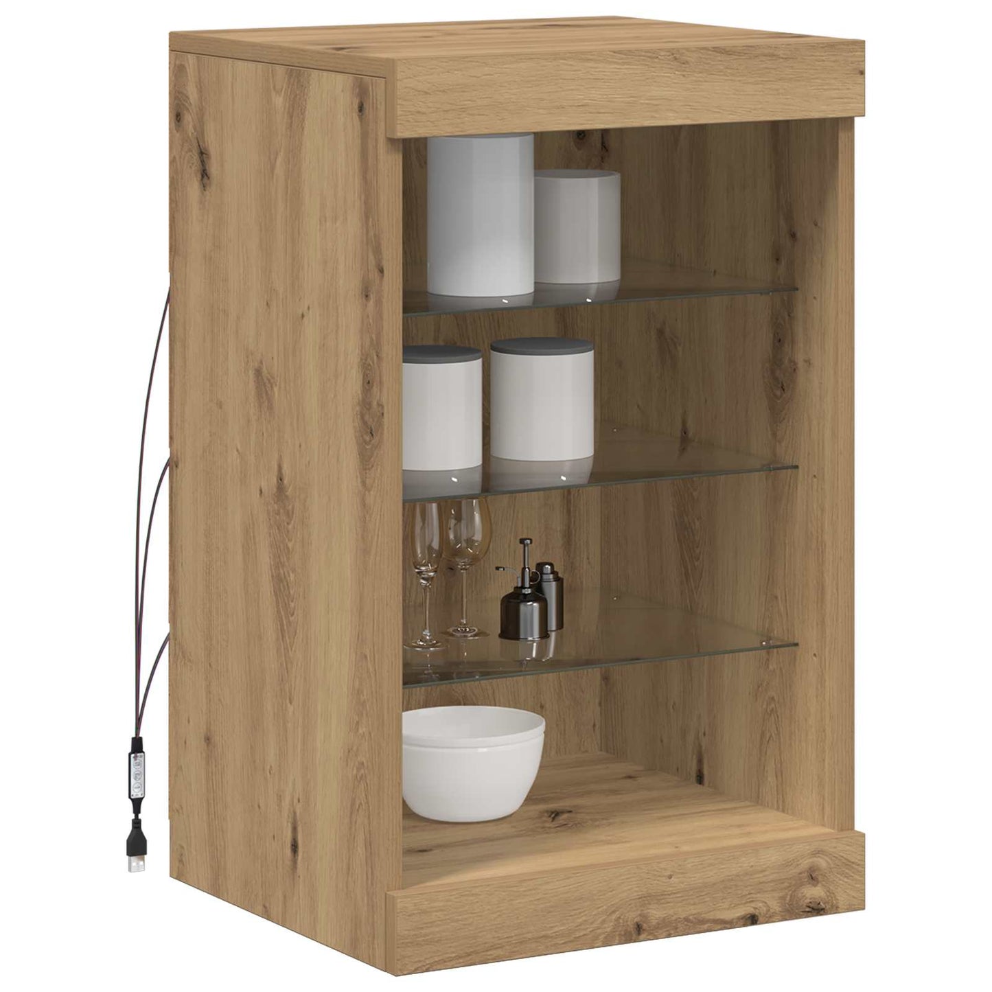 vidaXL Πλευρικό Τραπέζι LED Artisan Oak 41 x 37 x 67 εκ