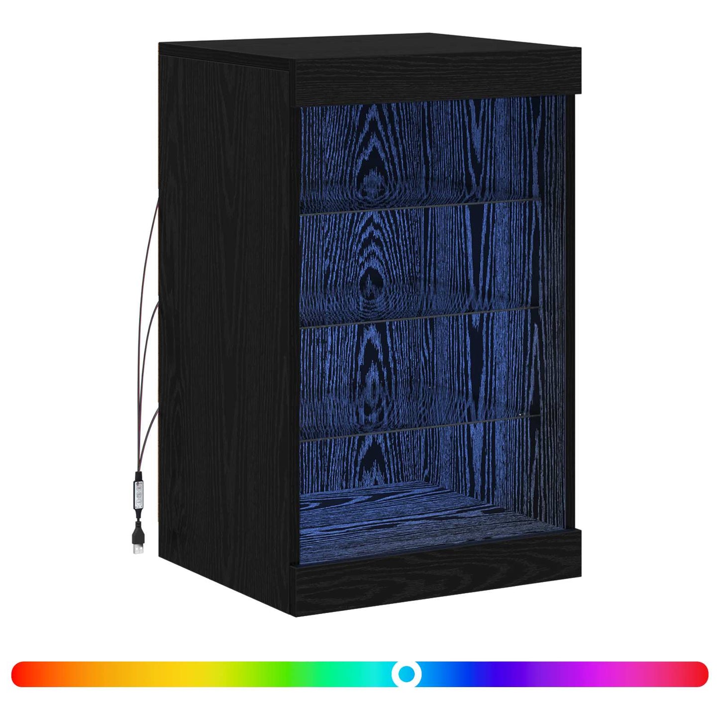 vidaXL Πλευρικό Τραπέζι LED Μαύρη Οξυά 41 x 37 x 67 εκ