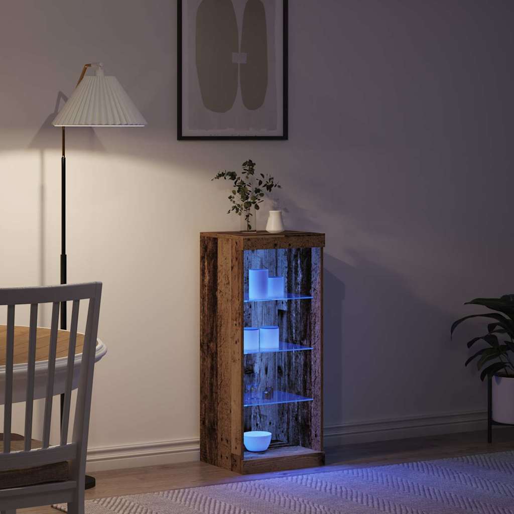 vidaXL Πλευρικό Τραπέζι LED Παλιό ξύλο 41 x 37 x 100 εκ
