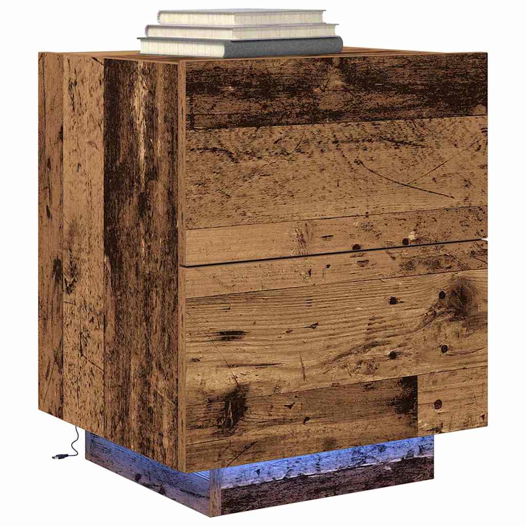 vidaXL Κομοδίνο με συρτάρι 2 pcs Παλαιό ξύλο