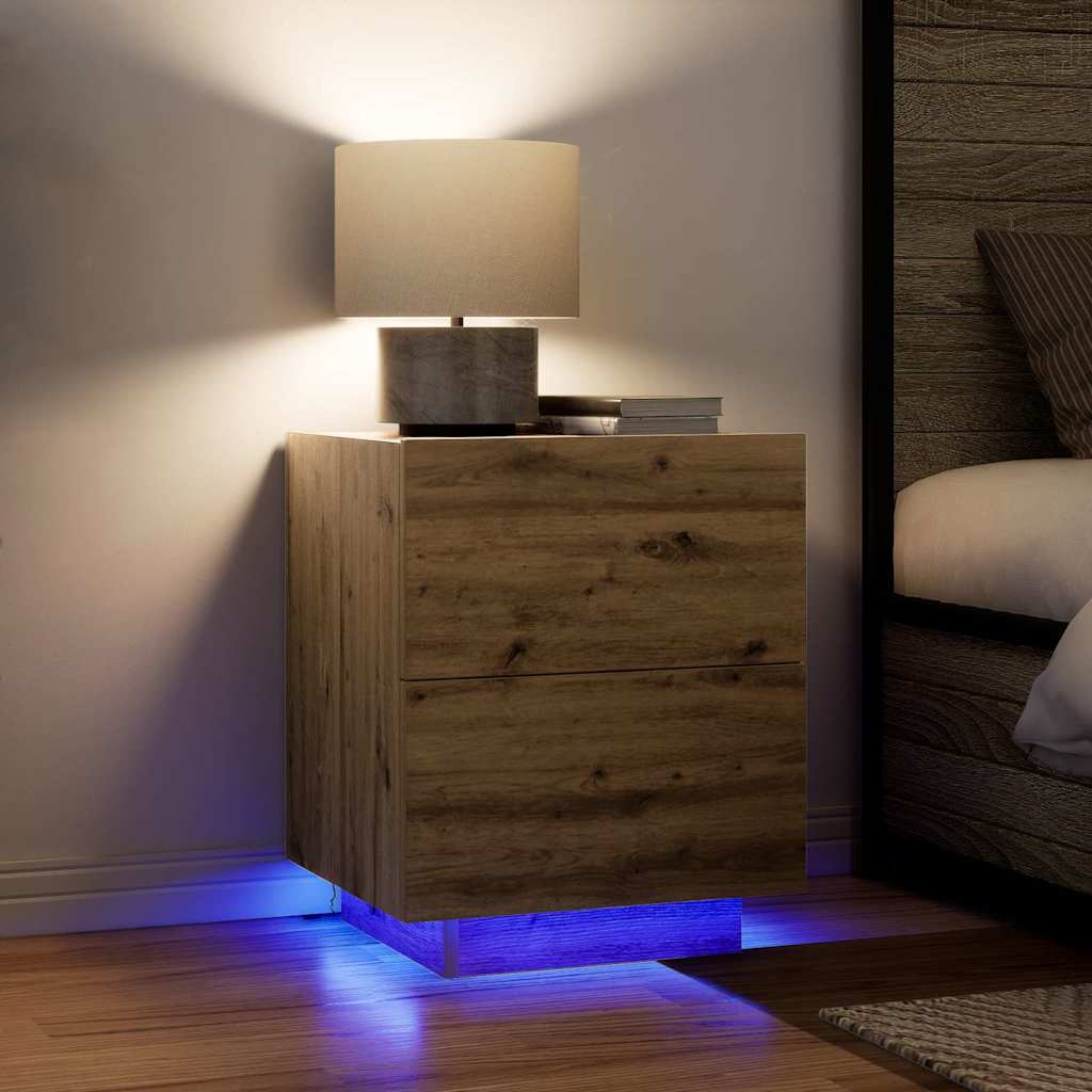 vidaXL Κομοδίνο με συρτάρι 2 pcs artisan δρυς