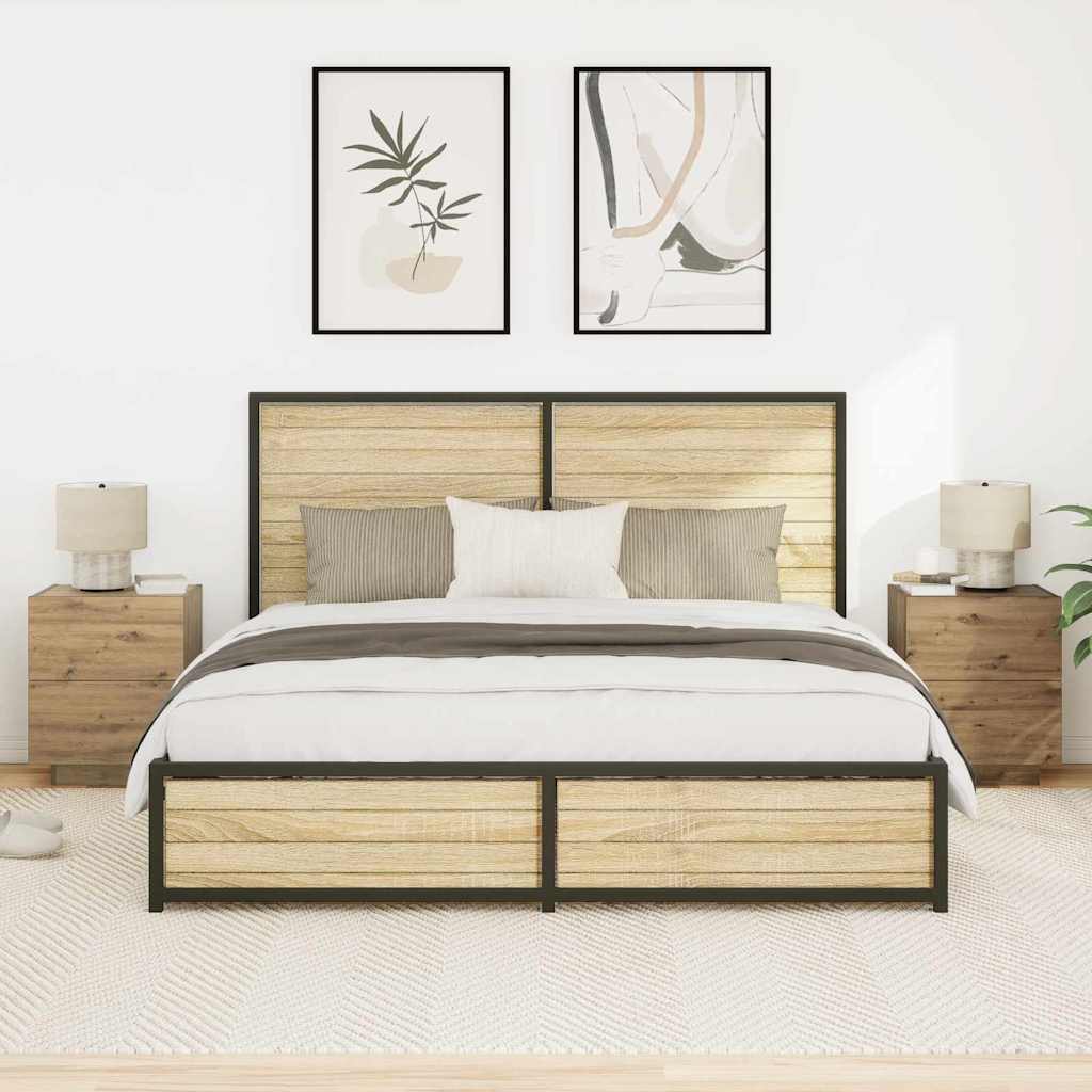 vidaXL Κομοδίνο με συρτάρι 2 pcs artisan δρυς