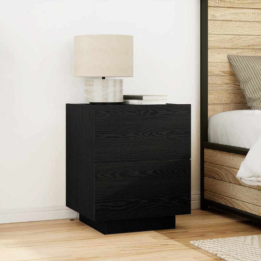 vidaXL Κομοδίνο 2 pcs Μαύρη Οξυά 45 x 40 x 55 εκ Επεξεργασμένο ξύλο