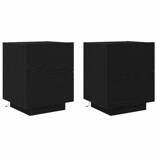 vidaXL Κομοδίνο 2 pcs Μαύρη Οξυά 45 x 40 x 55 εκ Επεξεργασμένο ξύλο