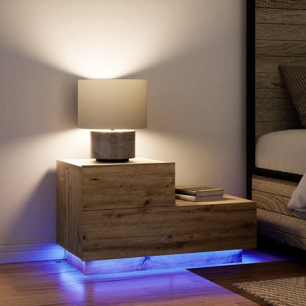 vidaXL Κομοδίνο artisan δρυς 70 x 36 x 40.5 εκ. Επεξεργασμένο ξύλο