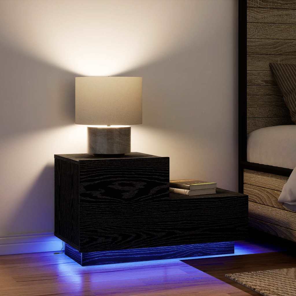 vidaXL Κομοδίνο Μαύρη δρυς 70 x 36 x 40.5 εκ. Επεξεργασμένο ξύλο