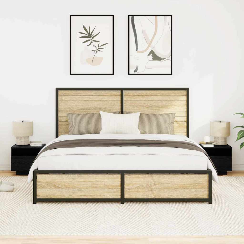 vidaXL Κομοδίνο 2 pcs Μαύρη δρυς 40 x 39 x 37 εκ Επεξεργασμένο ξύλο