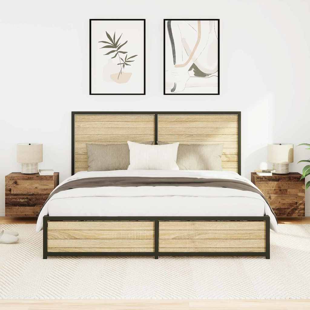 vidaXL Τοίχου κομοδίνο με συρτάρι 2 pcs Παλαιό ξύλο 50 x 39 x 41 εκ.