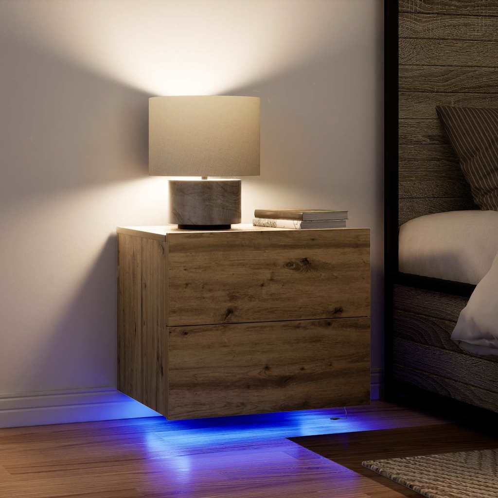 vidaXL Τοίχου κομοδίνο με συρτάρι 2 pcs artisan δρυς 50 x 39 x 41 εκ.