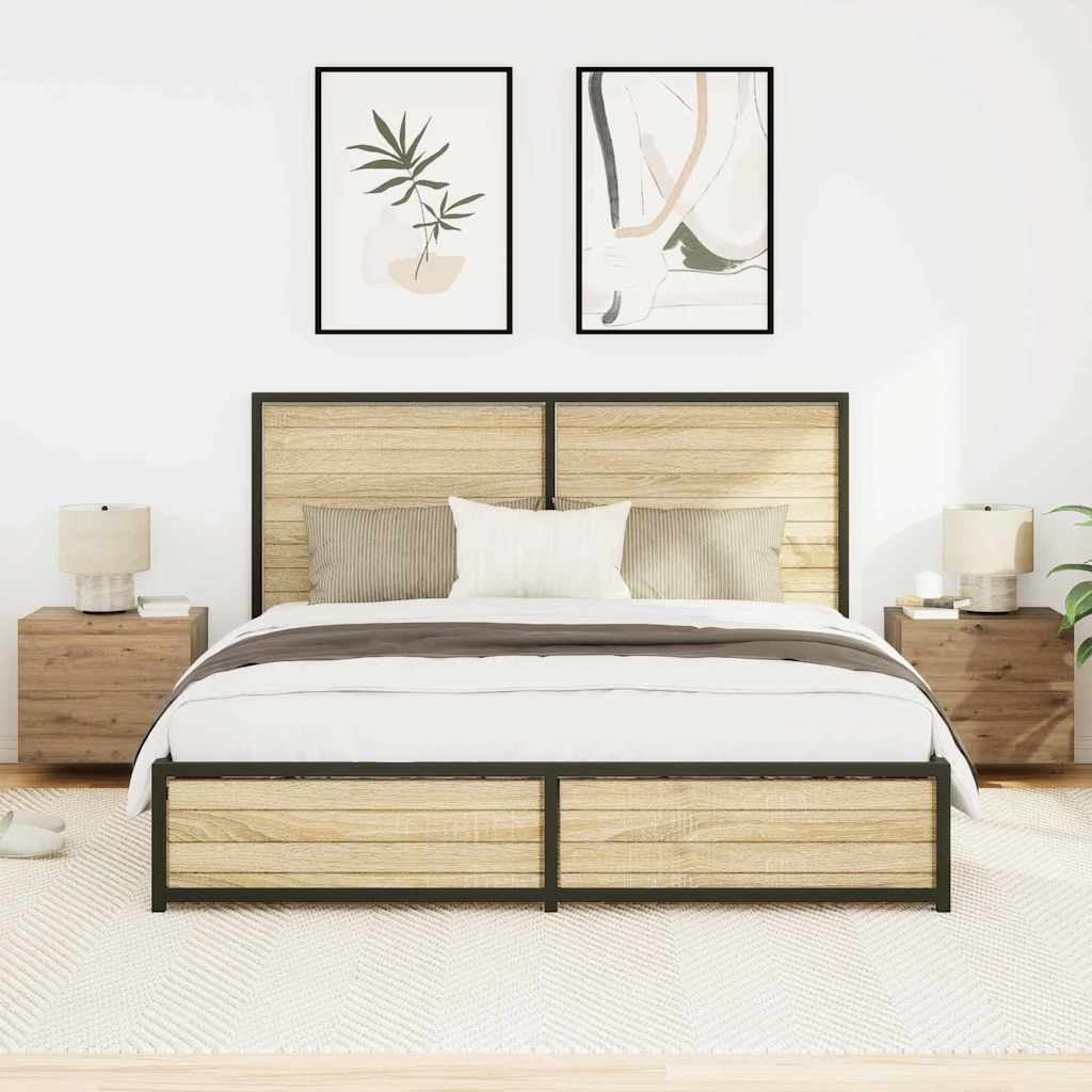 vidaXL Τοίχου κομοδίνο με συρτάρι 2 pcs artisan δρυς 50 x 39 x 41 εκ.