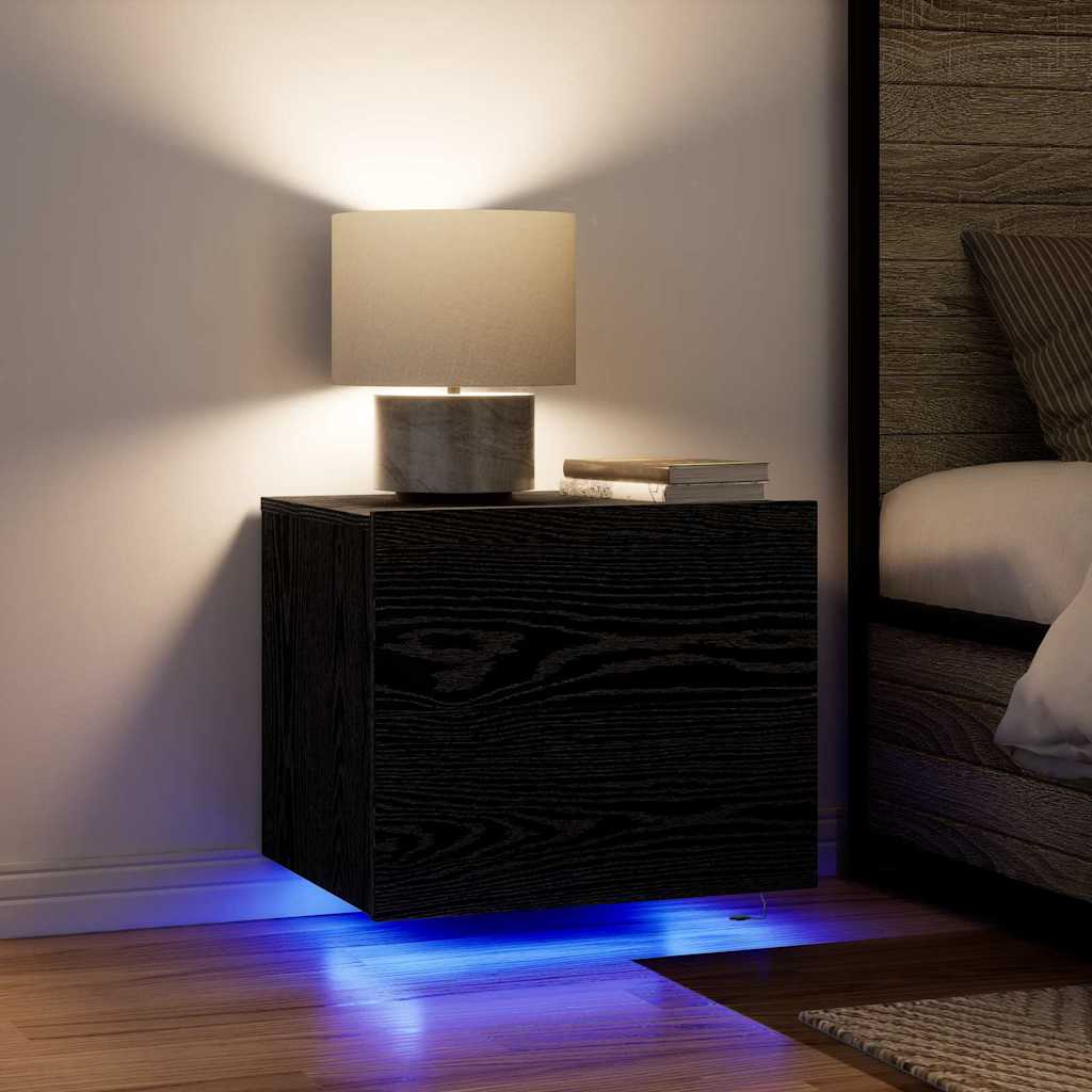 vidaXL Τοίχου κομοδίνο με συρτάρι 2 pcs Μαύρη δρυς 50 x 39 x 41 εκ.