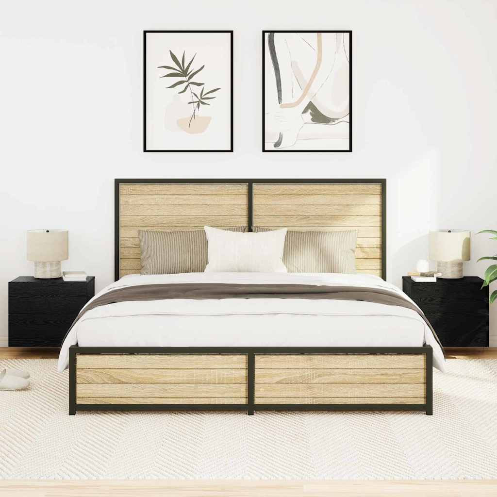 vidaXL Τοίχου κομοδίνο με συρτάρι 2 pcs Μαύρη δρυς 50 x 39 x 41 εκ.