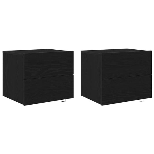 vidaXL Κομοδίνο 2 pcs Μαύρη Οξυά 50 x 39 x 41 εκ. Επεξεργασμένο ξύλο