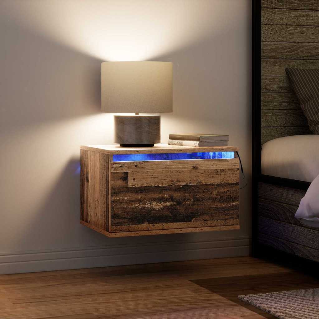 vidaXL Τοίχου κομοδίνο με συρτάρι με 2 pcs Παλαιό ξύλο 50 x 36 x 30 εκ