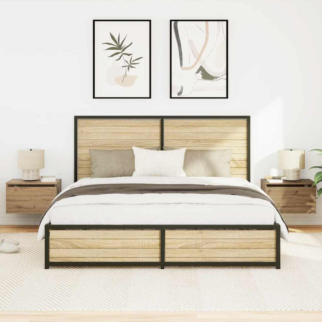 vidaXL Τοίχου κομοδίνο με συρτάρι 2 pcs artisan δρυς 50 x 36 x 30 εκ