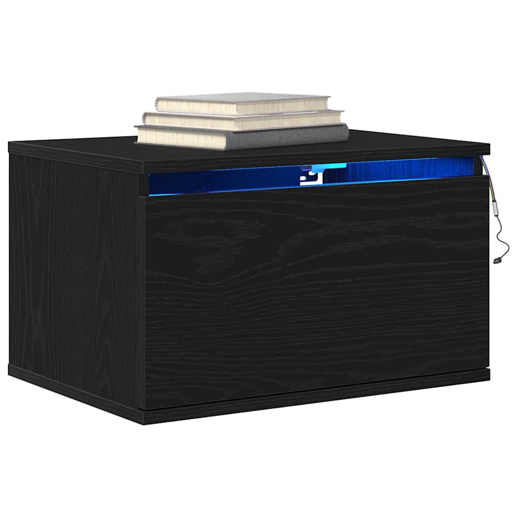 vidaXL Τοίχου κομοδίνο Μαύρη δρυς 50 x 36 x 30 εκ Επεξεργασμένο ξύλο