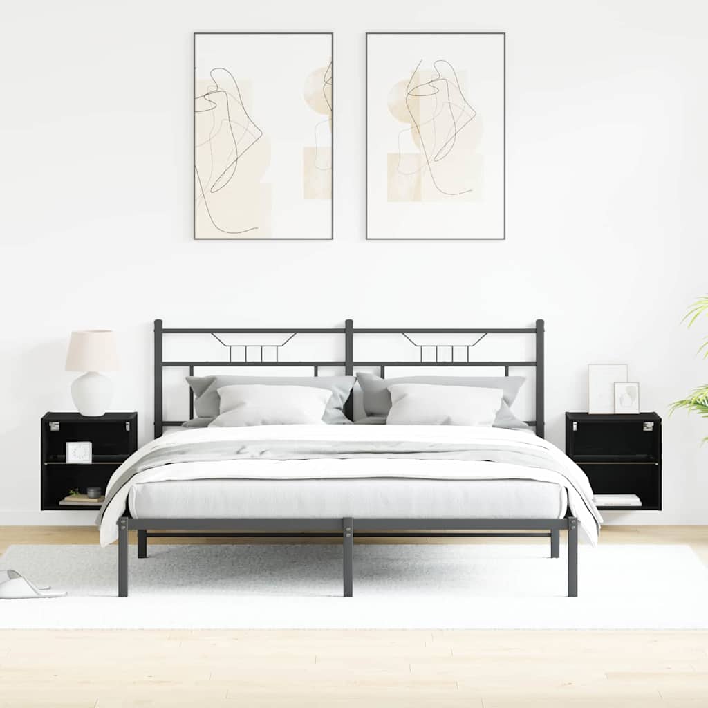 vidaXL Πλωτό ράφι 2 pcs Μαύρο 40 x 28.5 x 40 εκ Επεξεργασμένο ξύλο