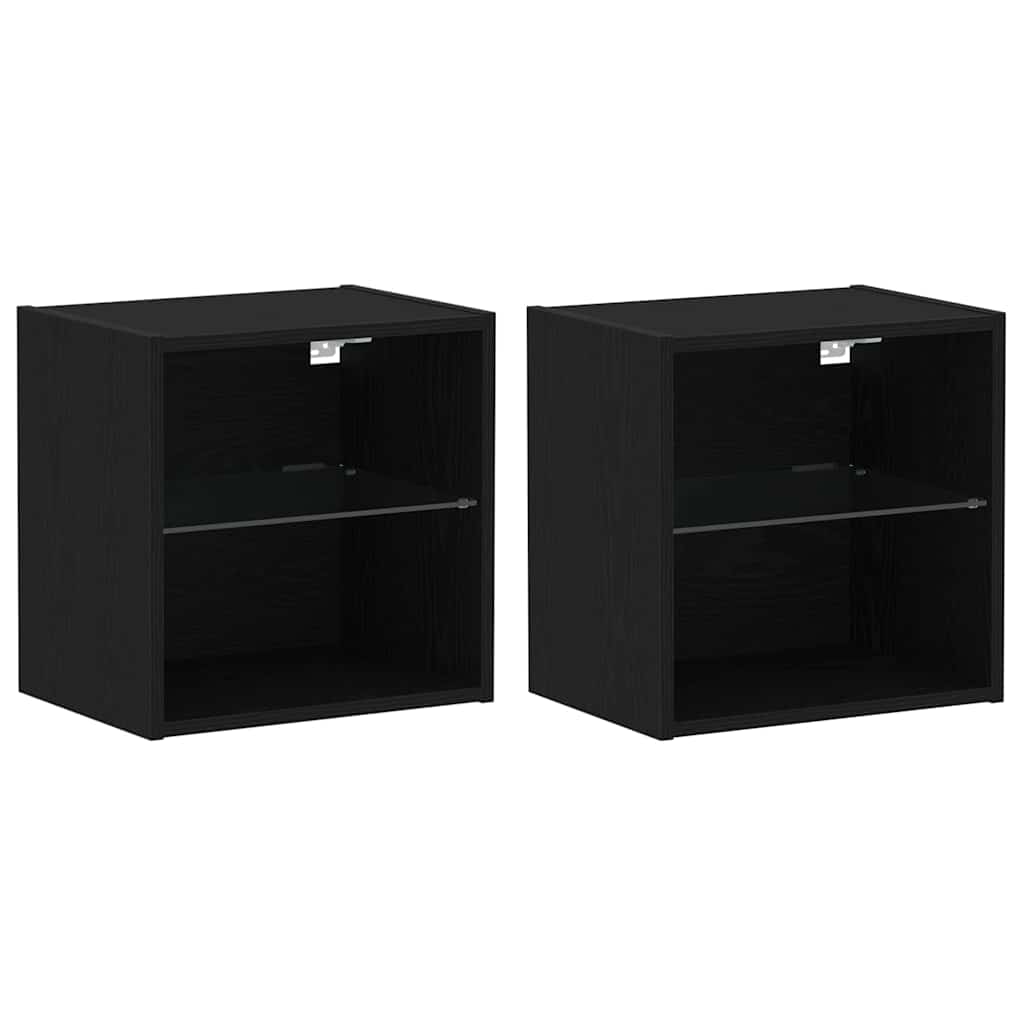 vidaXL Πλωτό ράφι 2 pcs Μαύρο 40 x 28.5 x 40 εκ Επεξεργασμένο ξύλο