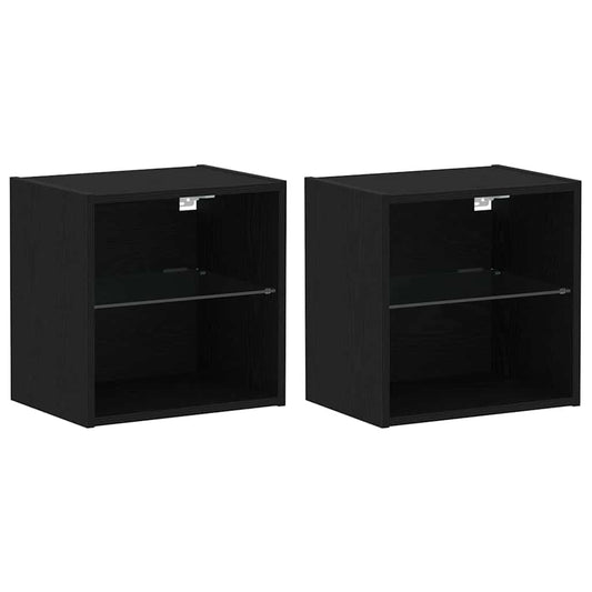 vidaXL Πλωτό ράφι 2 pcs Μαύρο 40 x 28.5 x 40 εκ Επεξεργασμένο ξύλο