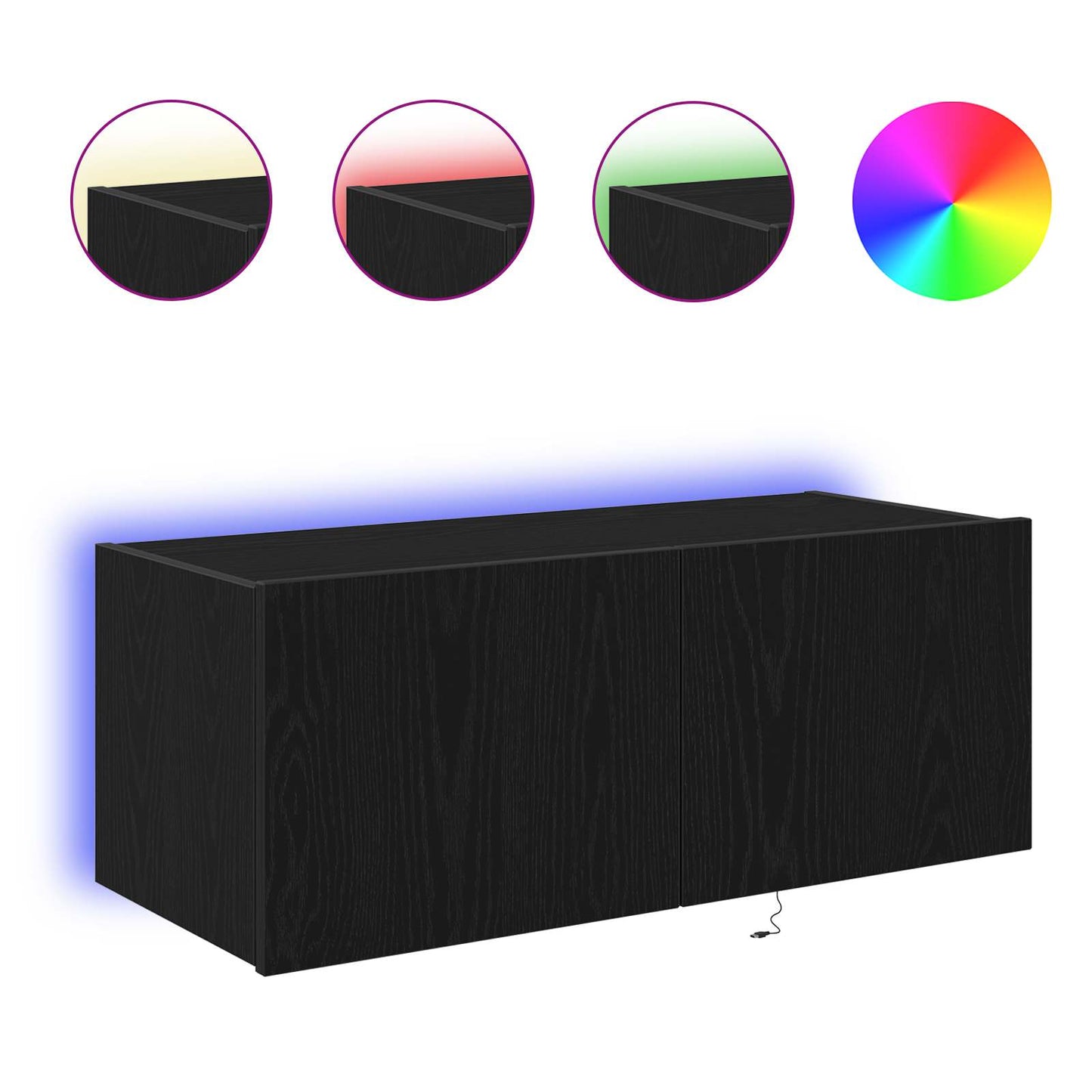 vidaXL Ντουλάπι Τηλεόρασης Τοίχου Επιτοίχιο Μαύρη Οξυά 80 x 35 x 31 cm