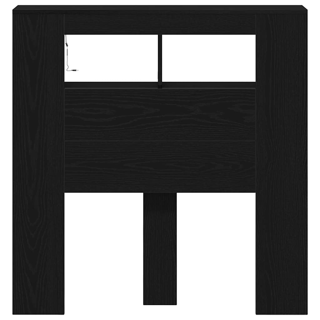 vidaXL LED κεφαλάρι με ράφι Μαύρη δρυς 100 x 18.5 x 103.5 εκ.