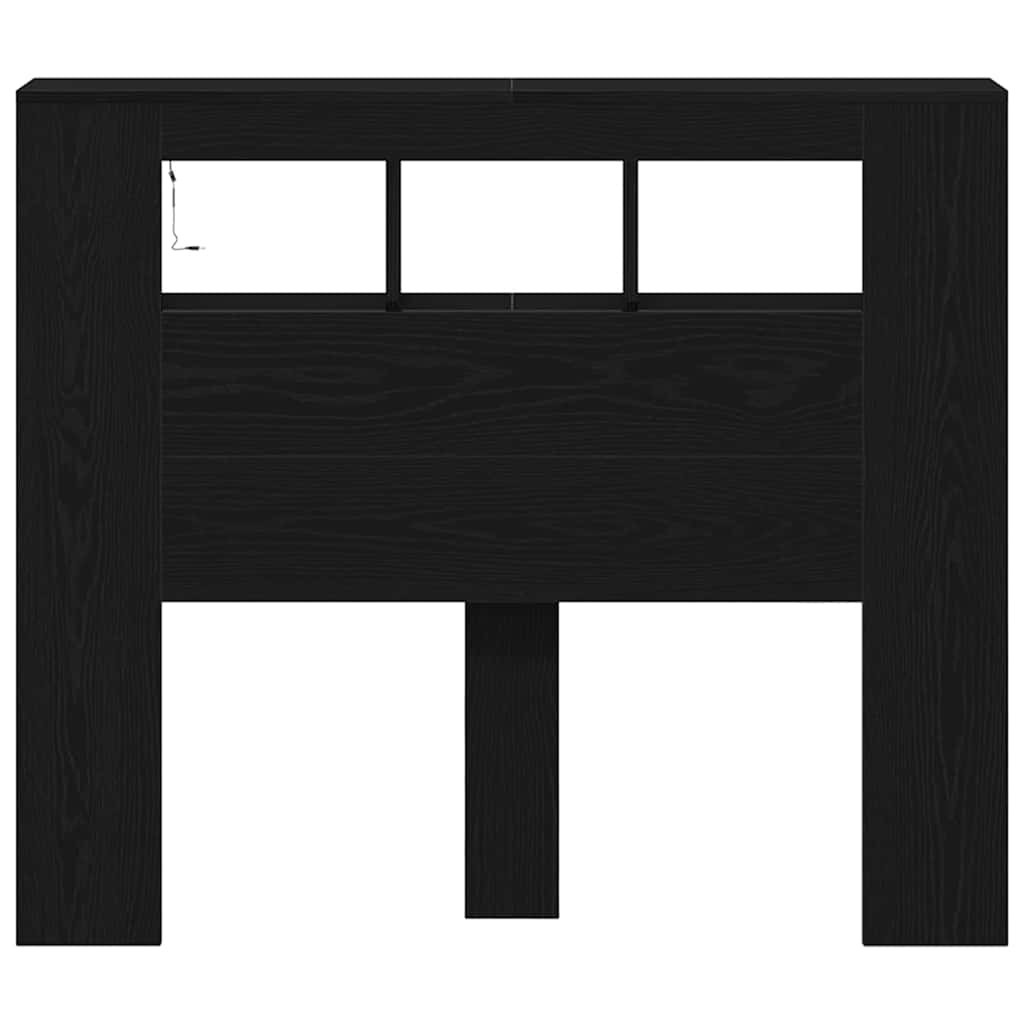 vidaXL LED κεφαλάρι με ράφι Μαύρη δρυς 120 x 18.5 x 103.5 εκ