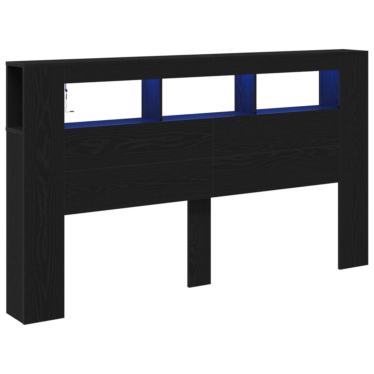 vidaXL LED κεφαλάρι με ράφι Μαύρη Οξυά 180 x 18,5 x 103,5 cm