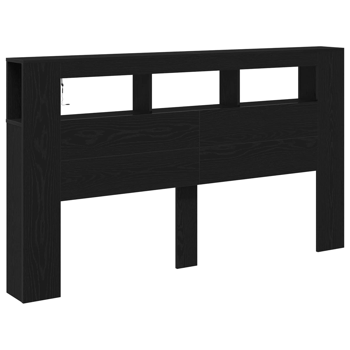 vidaXL LED κεφαλάρι με ράφι Μαύρη Οξυά 180 x 18,5 x 103,5 cm