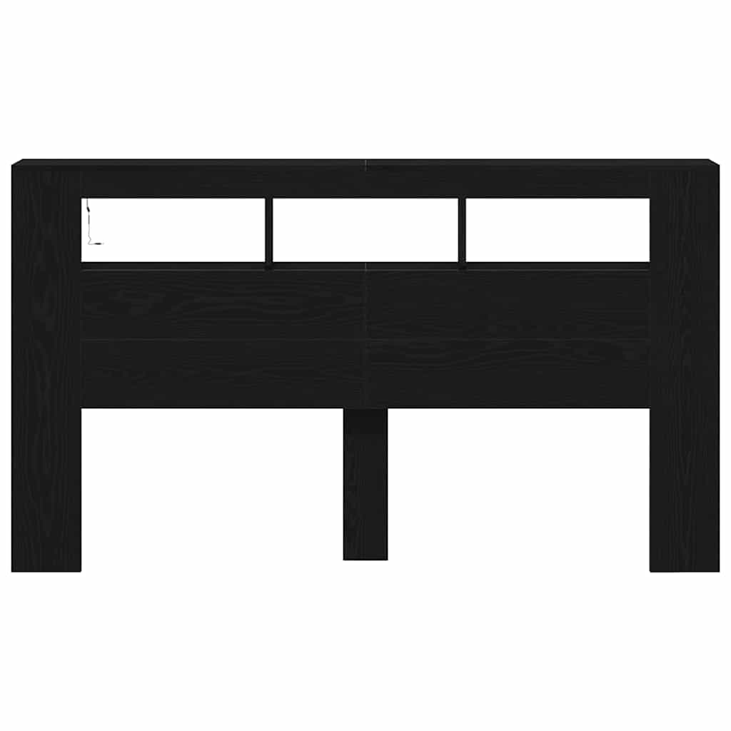 vidaXL LED κεφαλάρι με ράφι Μαύρη δρυς 180 x 18.5 x 103.5 cm