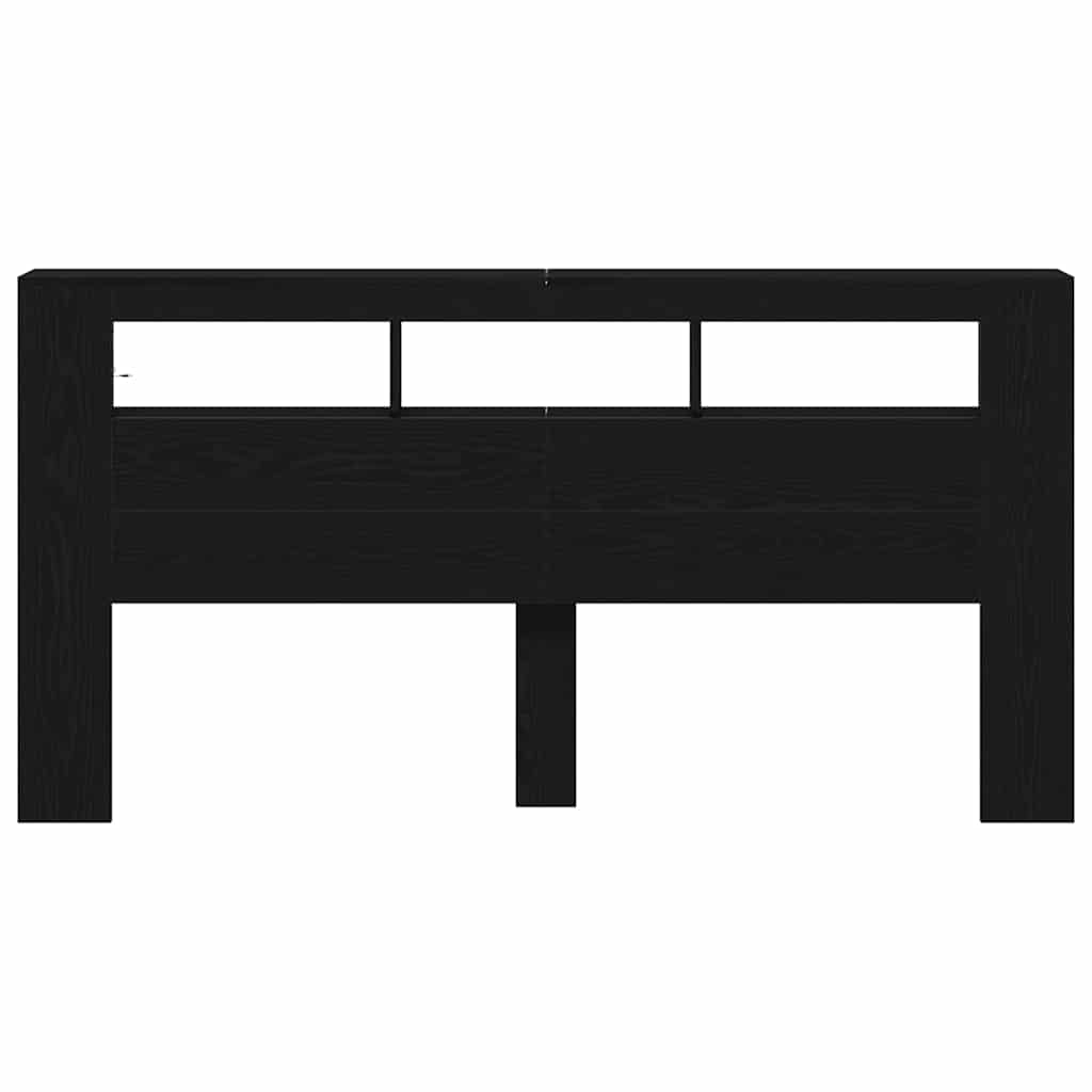 vidaXL LED κεφαλάρι με ράφι Μαύρη δρυς 200 x 18.5 x 103.5 εκ.