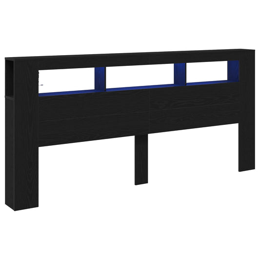 vidaXL LED κεφαλάρι με ράφι Μαύρη Οξυά 220 x 18,5 x 103,5 εκ