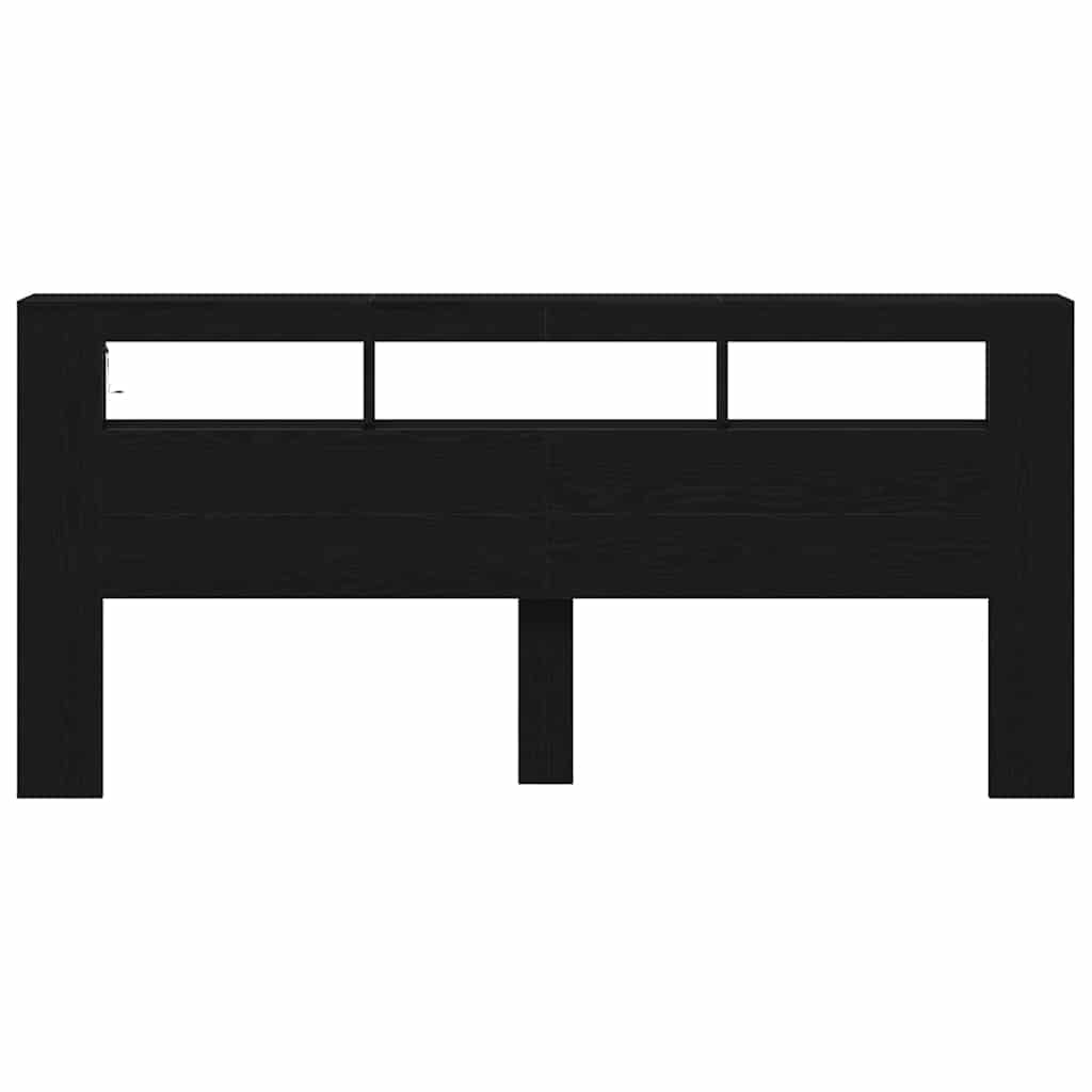 vidaXL LED κεφαλάρι με ράφι Μαύρη δρυς 220 x 18.5 x 103.5 εκ