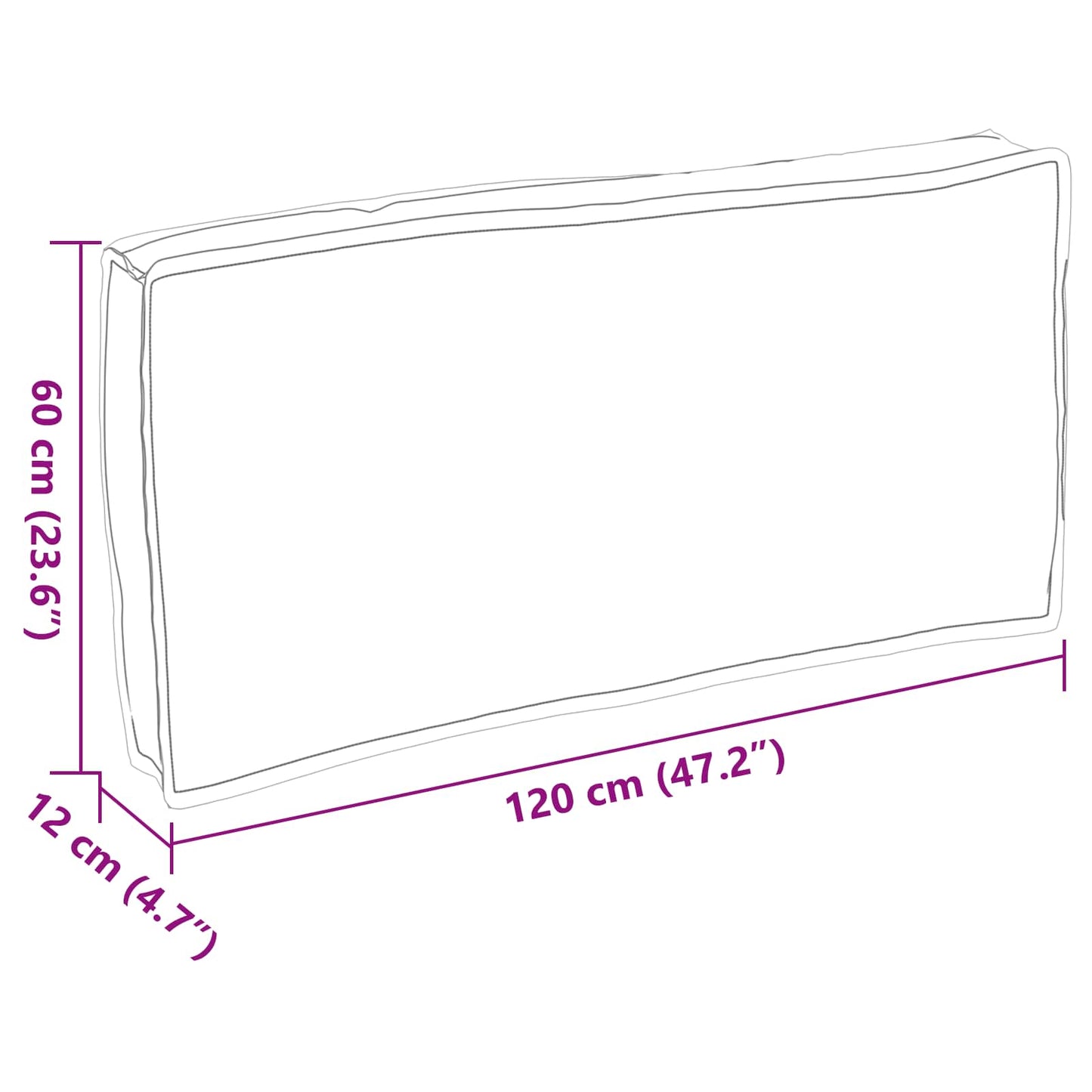 vidaXL Μαξιλάρι παλέτας για κάθισμα / πλάτη Γκρι 120 x 60 x 12 εκ.