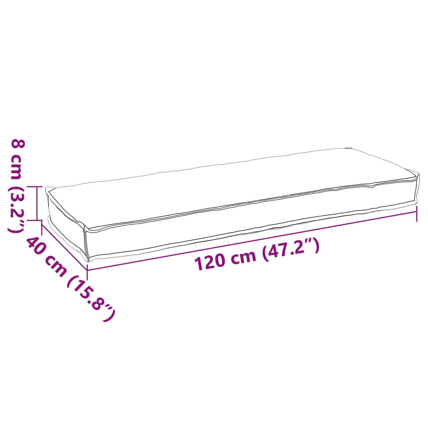 vidaXL Μαξιλάρι Μαύρο 120 x 40 x 8 εκ Ύφασμα Όξφορντ
