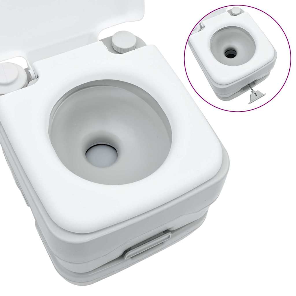 vidaXL Τουαλέτα Κάμπινγκ 2 pcs Γκρι και Λευκό