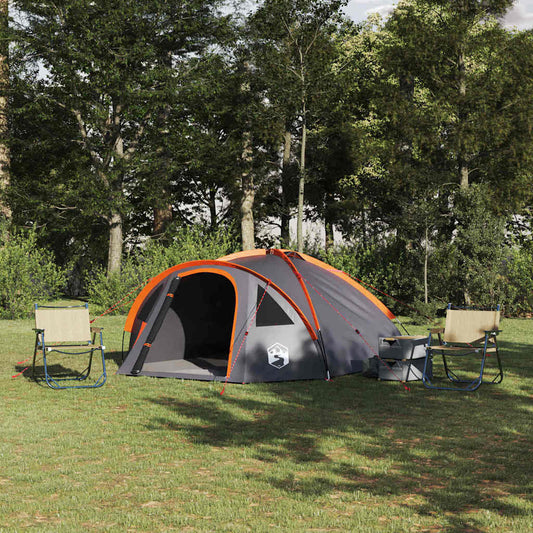 vidaXL Σκηνή Camping με στέγη Γκρι και πορτοκαλί 308 x 268 x 130 εκ.
