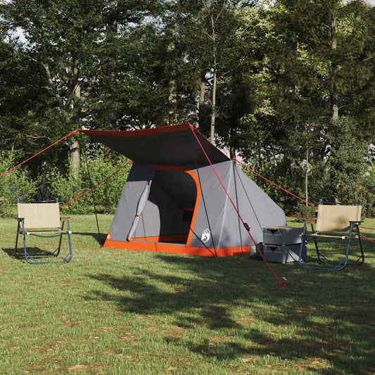 vidaXL Σκηνή Camping Γκρι και πορτοκαλί 223 x 163 x 130 εκ Πολυεστέρας
