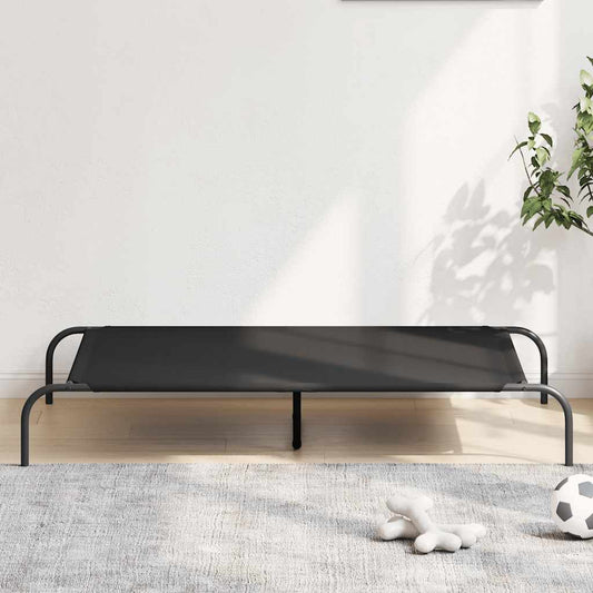 vidaXL Ανυψωμένο κρεβάτι σκύλου μαύρο 130x80x20 cm ύφασμα Οξφόρδης