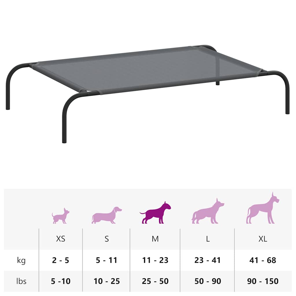 vidaXL Ανυψωμένο κρεβάτι σκύλου γκρι 110x65x20 cm Textilene και χάλυβα