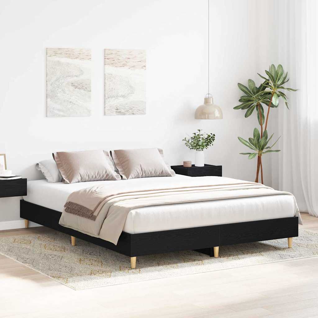 vidaXL Σκελετός Κρεβατιού Μαύρη Οξυά 140 x 200 cm Επεξεργασμένο ξύλο