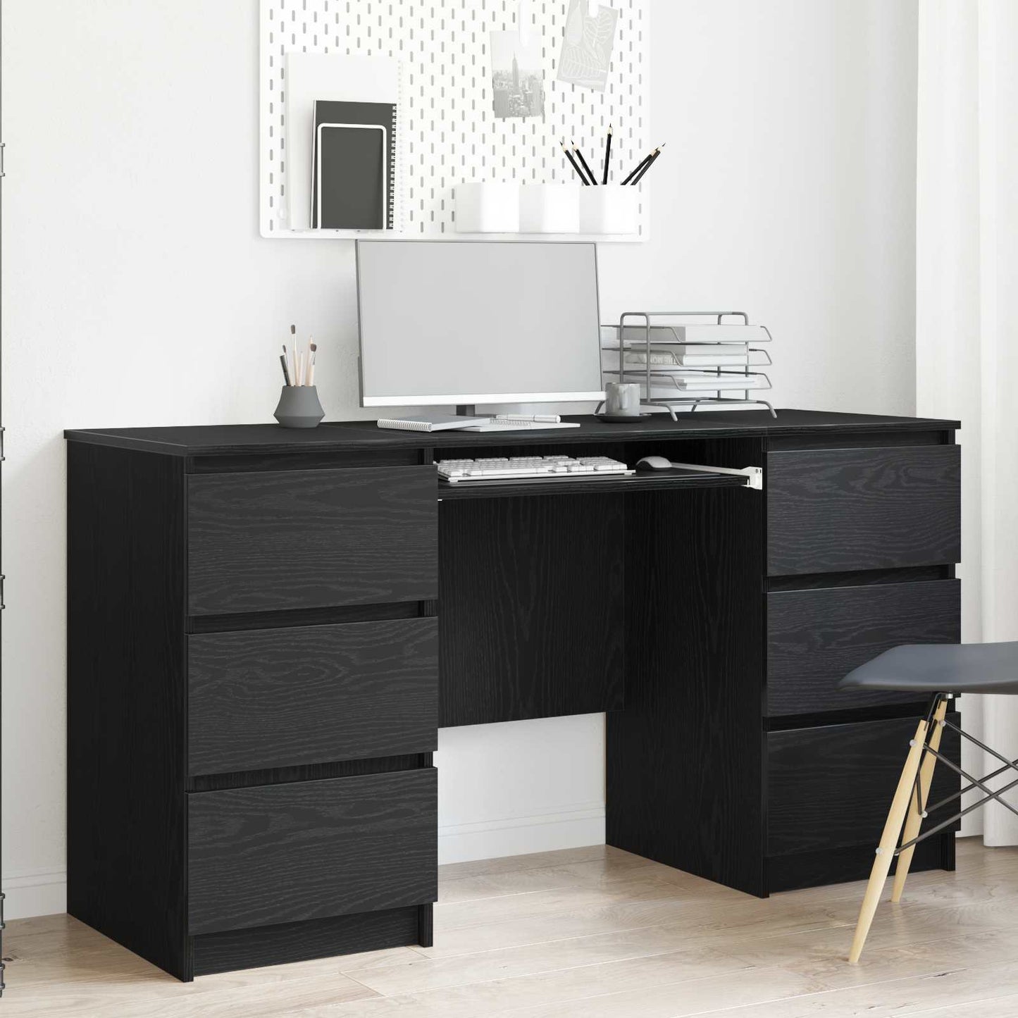 vidaXL Γραφείο Μαύρη δρυς 140 x 50 x 76 εκ. Επεξεργασμένο ξύλο
