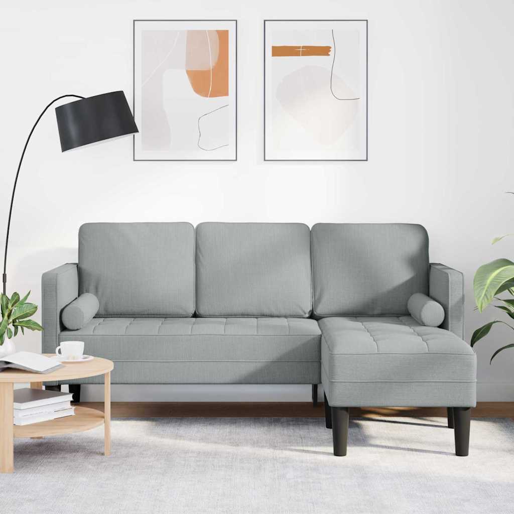 vidaXL Γωνιακός Καναπές 3-Θέσεων Ανοιχτό Γκρι 160 εκ. Υφασμάτινος