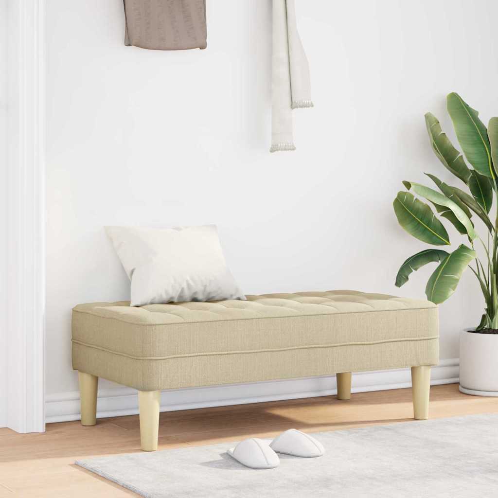 vidaXL παγκάκι με μαξιλάρι Κρεμ 113 x 57 x 39 εκ. ύφασμα