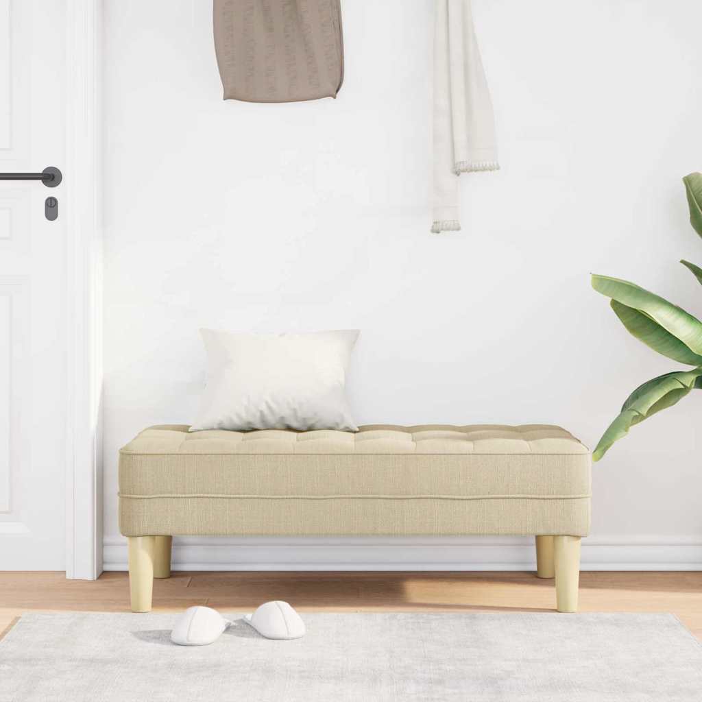 vidaXL παγκάκι με μαξιλάρι Κρεμ 113 x 57 x 39 εκ. ύφασμα