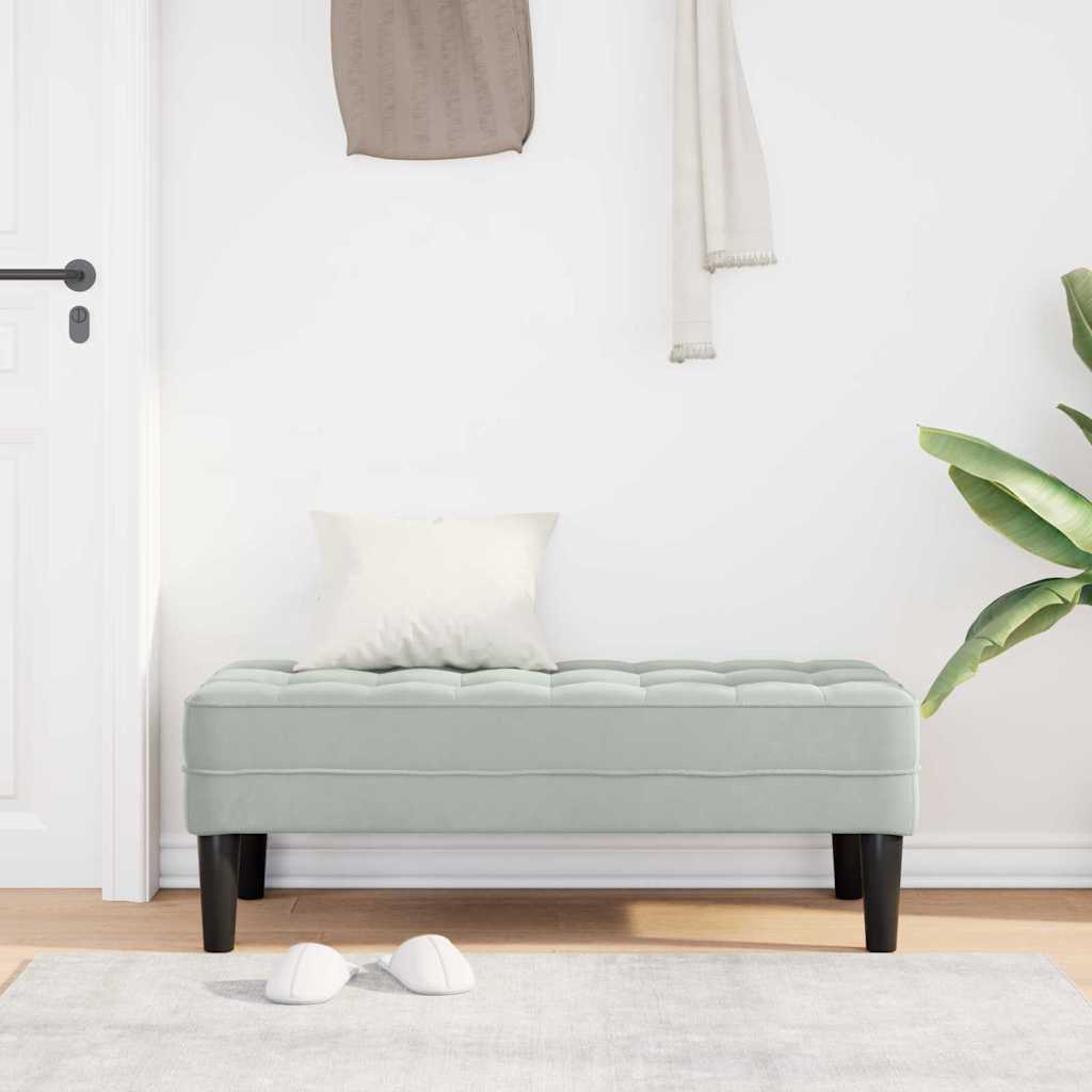 vidaXL παγκάκι με μαξιλάρι Ανοιχτό γκρι 113 x 57 x 39 εκ. Βελούδο