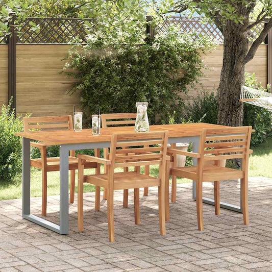 vidaXL Τραπέζι Κήπου Γκρι 160 x 80 x 75 cm Στερεό Ξύλο Ακακίας