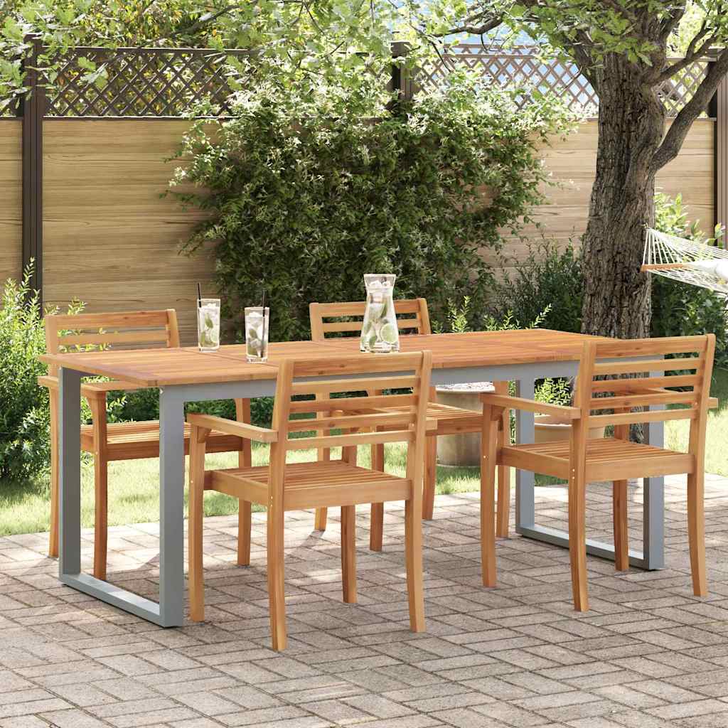 vidaXL Τραπέζι Κήπου Γκρι 200 x 90 x 75 cm Στερεό Ξύλο Ακακίας